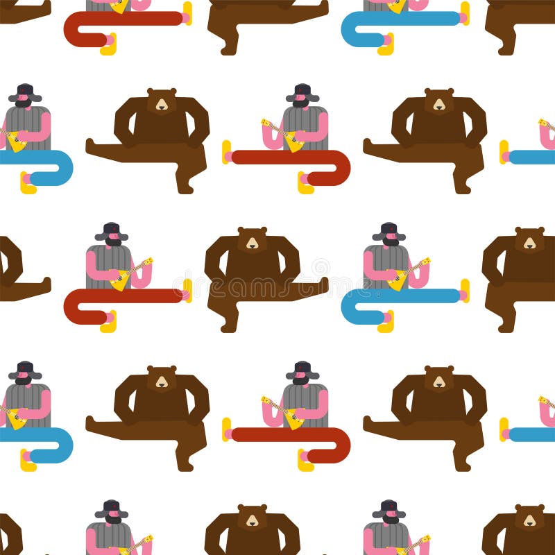 Teste padrão da dança do homem e do urso do russo Música filarmônica do backg de Rússia ilustração stock Teste padrão da dança do homem e do urso do russo Música filarmônica do backg de Rússia ilustração stock