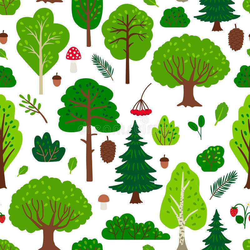 Teste padrão da árvore de floresta ilustração stock Teste padrão da árvore de floresta ilustração stock