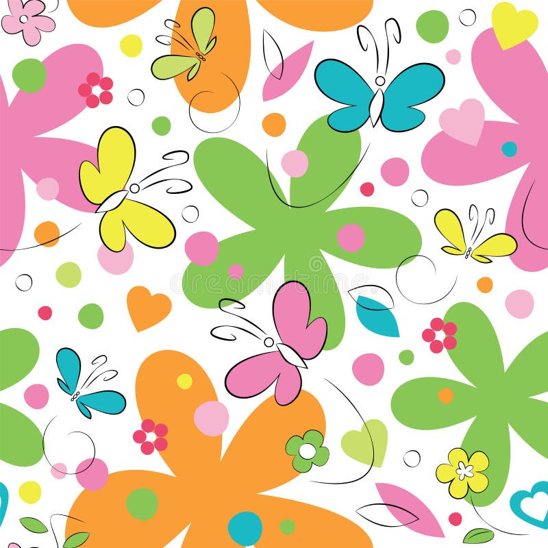 Padrão de borboletas e flores ilustração do vetor