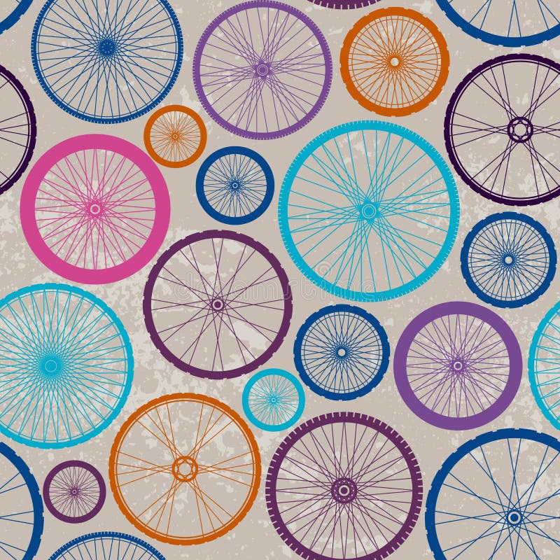Teste padrão das rodas dos bycicles ilustração stock Teste padrão das rodas dos bycicles ilustração stock