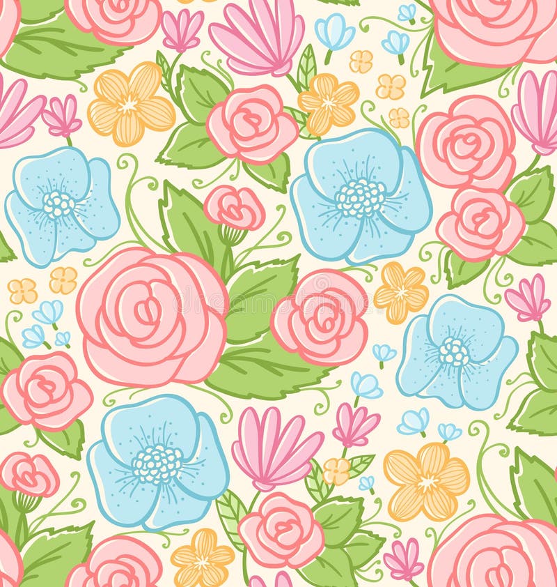 Teste padrão das rosas e das violetas ilustração stock Teste padrão das rosas e das violetas ilustração stock