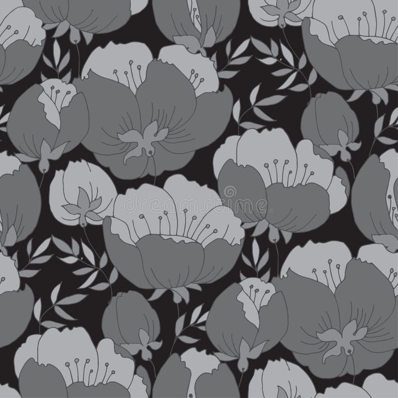 Teste padrão de flor da rosa do cinza do conceito Flor da árvore da mola ilustração stock Teste padrão de flor da rosa do cinza do conceito Flor da árvore da mola ilustração stock