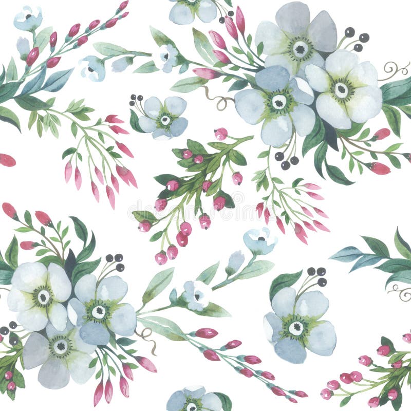Teste padrão de flor do lírio do Wildflower em um estilo da aquarela isolado ilustração stock Teste padrão de flor do lírio do Wildflower em um estilo da aquarela isolado ilustração stock