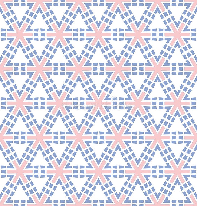 Teste padrão de flor sextavado azul cor-de-rosa ilustração do vetor
