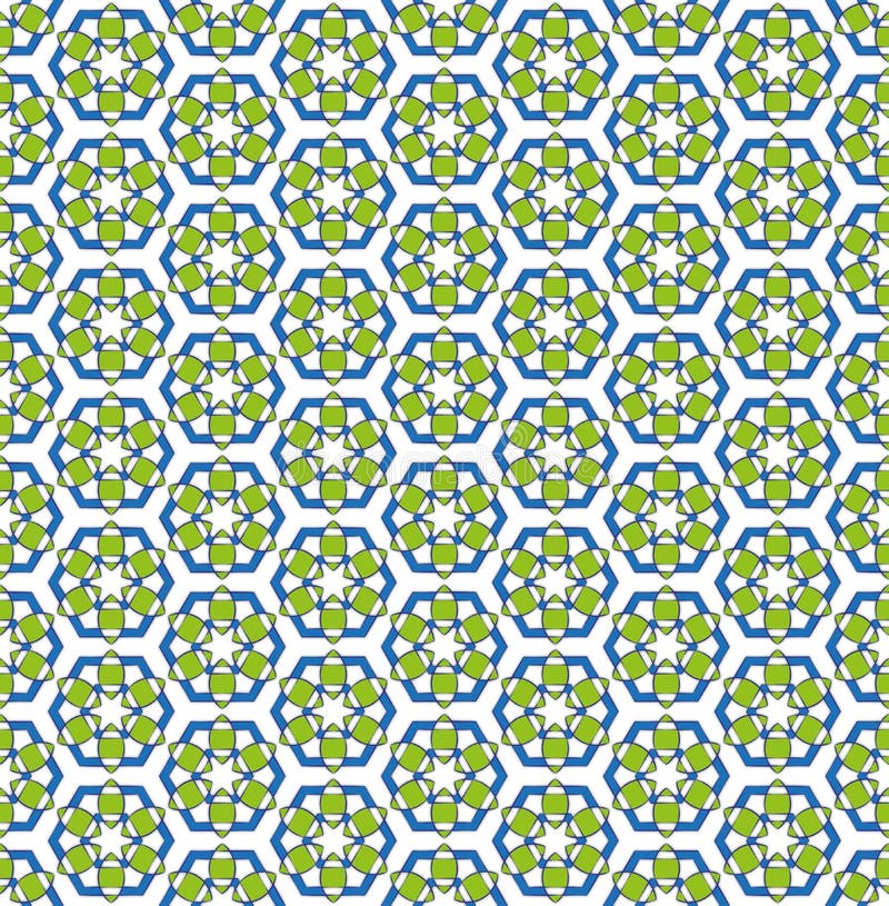 Teste padrão de flor sextavado azul verde ilustração royalty free