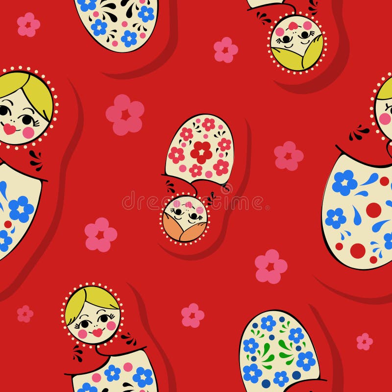 Teste padrão de Matryoshka ilustração stock Teste padrão de Matryoshka ilustração stock