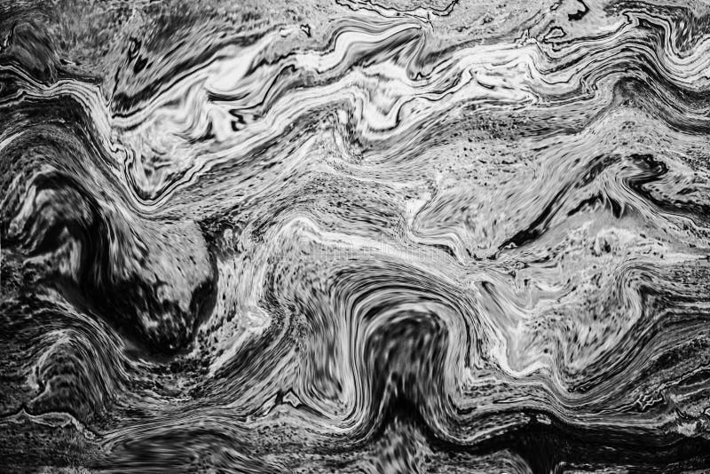Teste padrão de onda abstrato, fundo de mármore branco preto da textura da tinta fotografia de stock