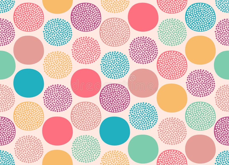 Padrão de pontos, círculos e formas abstratas sem costuras ilustração stock