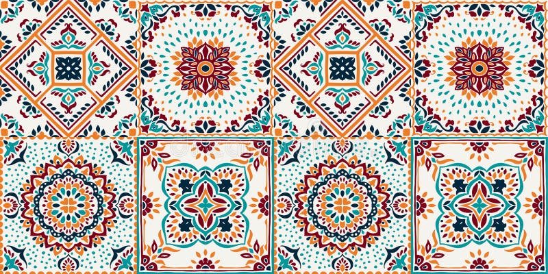 Teste padrão de Talavera Retalhos indianos Azulejos Portugal Ornamento turco Mosaico marroquino da telha