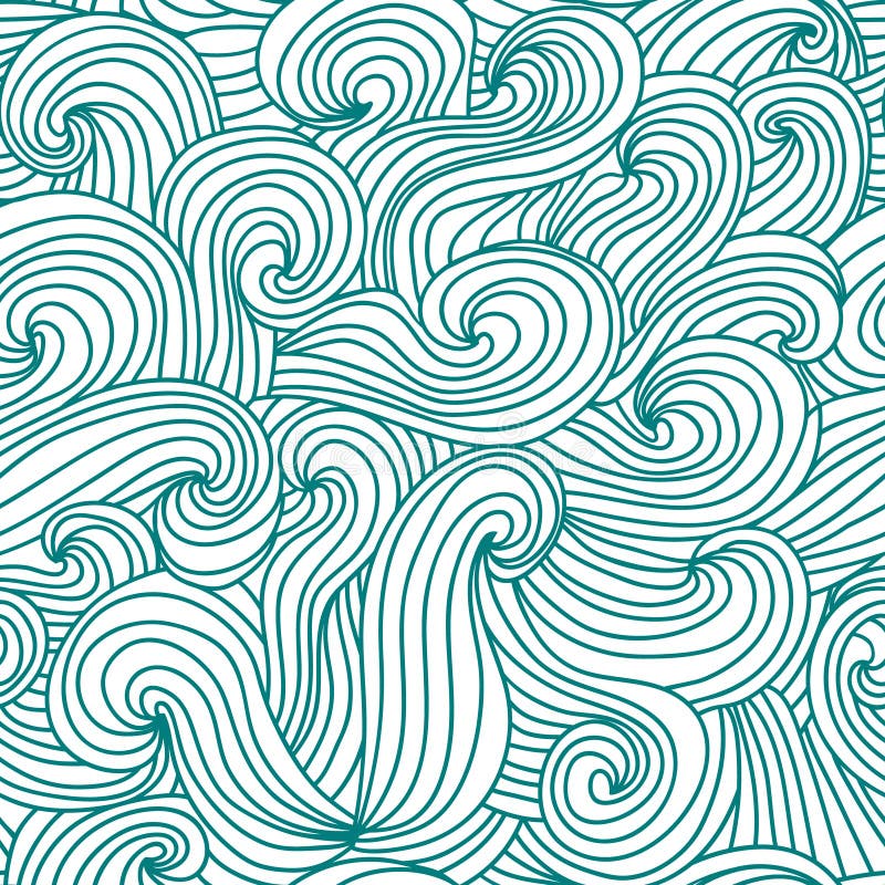 Teste padrão desenhado mão da onda sem emenda Linhas de ondulação de ondulação abstratas do mar azul Olhe perfeitamente na tela, ilustração royalty free Teste padrão desenhado mão da onda sem emenda Linhas de ondulação de ondulação abstratas do mar azul Olhe perfeitamente na tela, ilustração royalty free