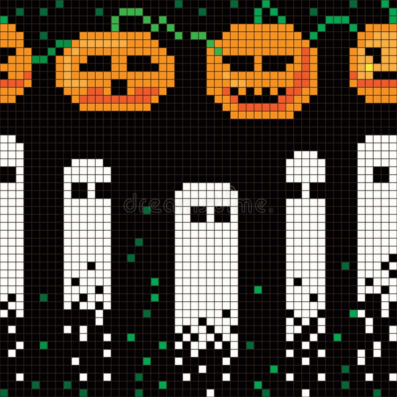 Teste padrão do Dia das Bruxas do pixel ilustração do vetor Teste padrão do Dia das Bruxas do pixel ilustração do vetor