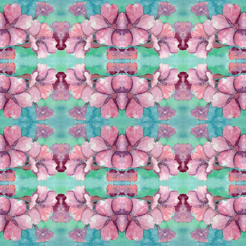 Teste padrão do ramalhete floral da aquarela do ramo da flor de Sacura ilustração do vetor Teste padrão do ramalhete floral da aquarela do ramo da flor de Sacura ilustração do vetor