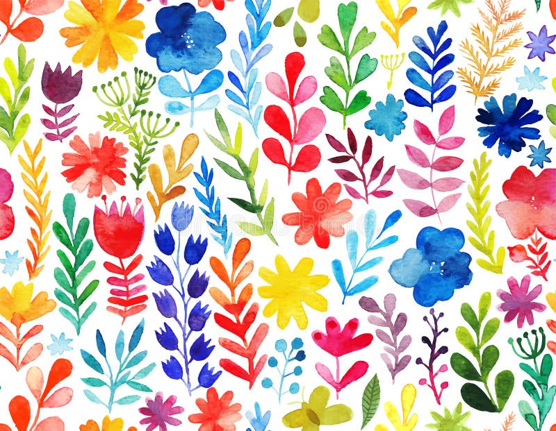 Teste padrão do vetor com flores e plantas Decoração floral Fundo sem emenda floral original Teste padrão do vetor com flores e plantas Decoração floral Fundo sem emenda floral original