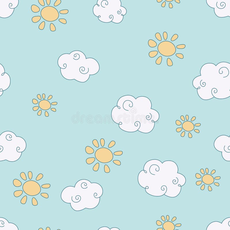 Teste padrão do vetor com nuvens ilustração stock Teste padrão do vetor com nuvens ilustração stock