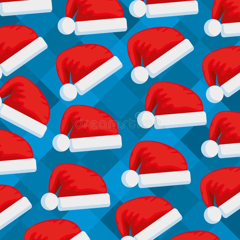 Teste padrão dos chapéus de Papai Noel ilustração stock Teste padrão dos chapéus de Papai Noel ilustração stock