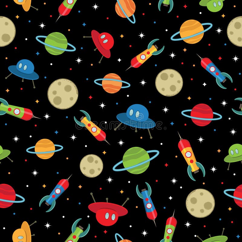 Teste padrão dos navios de espaço ilustração stock Teste padrão dos navios de espaço ilustração stock