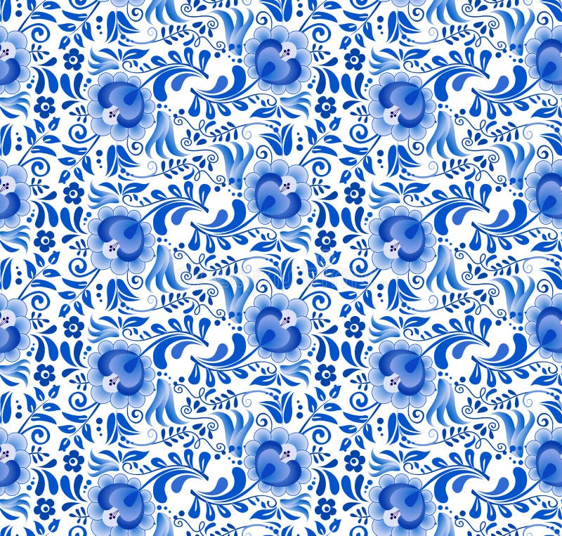 Russian national floral pattern in gzhel style. Russian national floral pattern in gzhel style.