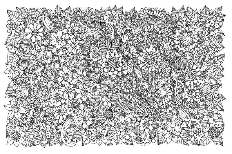 Teste padrão floral para o livro para colorir ilustração do vetor Teste padrão floral para o livro para colorir ilustração do vetor