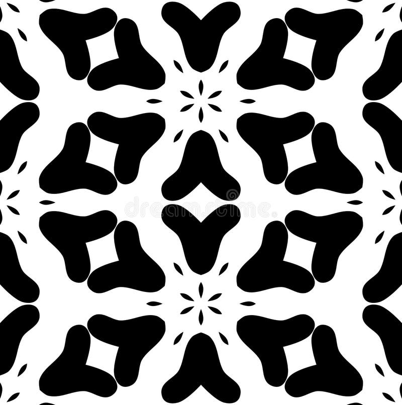 Teste padrão floral sem emenda abstrato em preto e branco ilustração royalty free