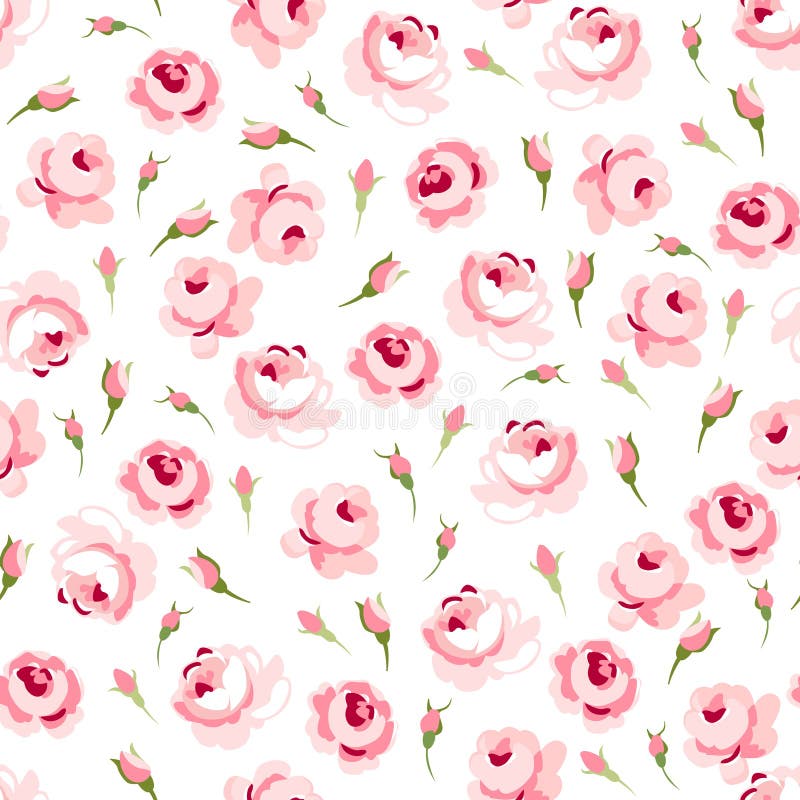 Teste padrão floral sem emenda com as rosas cor-de-rosa grandes e pequenas ilustração do vetor Teste padrão floral sem emenda com as rosas cor-de-rosa grandes e pequenas ilustração do vetor