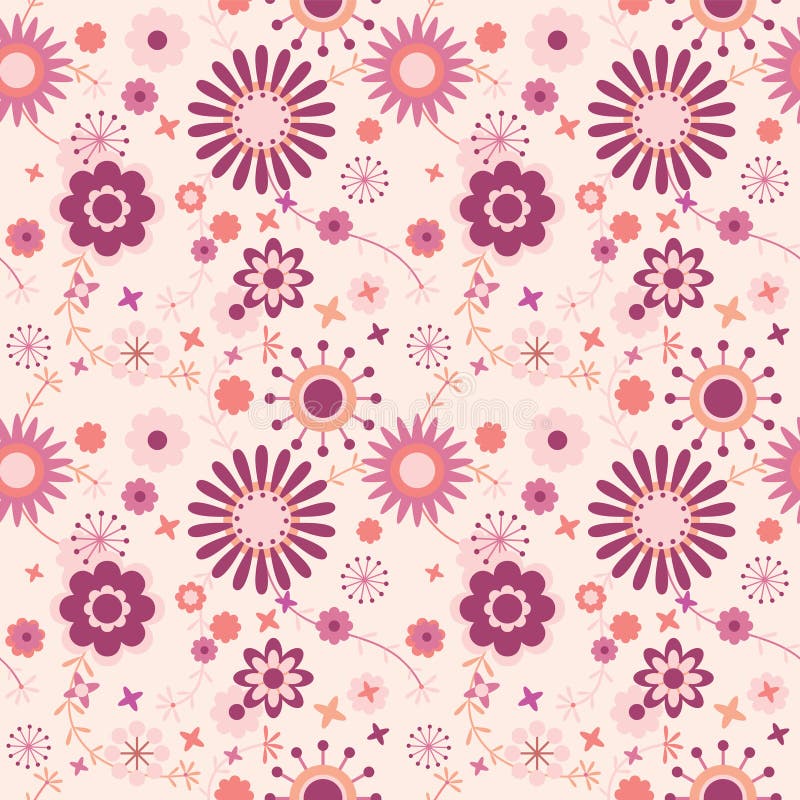 Teste padrão floral sem emenda na cor-de-rosa ilustração royalty free Teste padrão floral sem emenda na cor-de-rosa ilustração royalty free