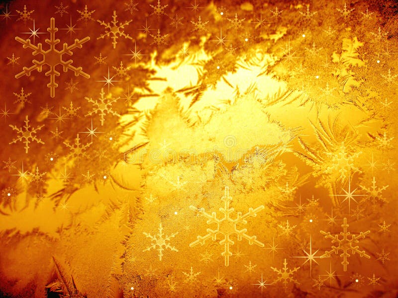 Golden Frosty abstraction background with snowflakes. Golden Frosty abstraction background with snowflakes