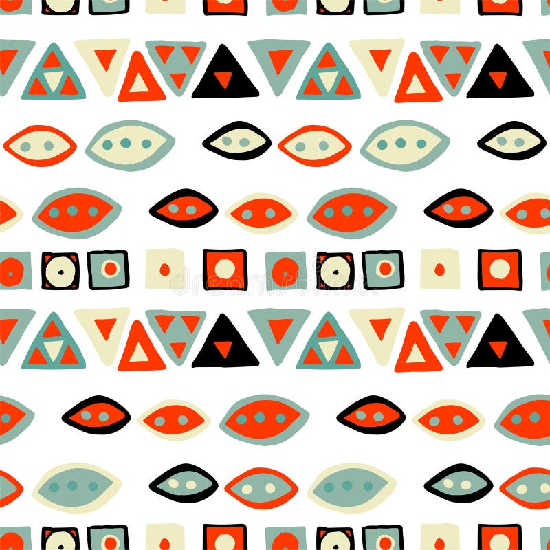 Padrão geométrico tribal desenhado à mão em vetor ilustração stock
