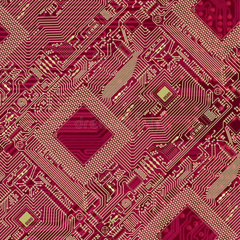 Teste padrão industrial vermelho impresso da placa de circuito ilustração royalty free Teste padrão industrial vermelho impresso da placa de circuito ilustração royalty free