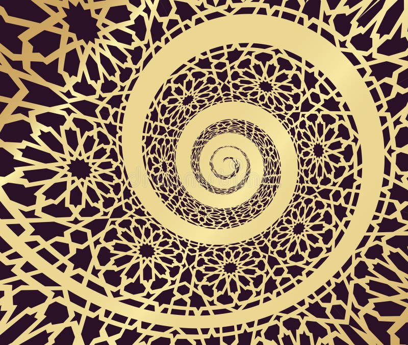 Teste padrão islâmico, rodado na forma da espiral 3d ilustração do vetor Teste padrão islâmico, rodado na forma da espiral 3d ilustração do vetor