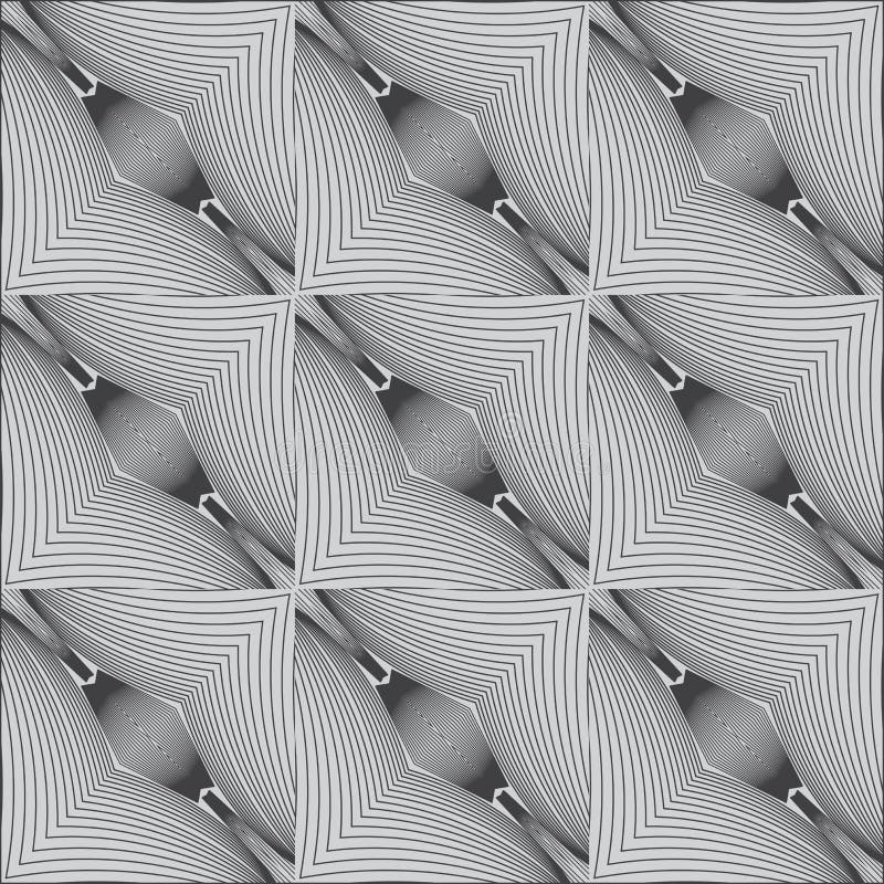 Teste padrão linear preto e branco psicadélico ilustração royalty free Teste padrão linear preto e branco psicadélico ilustração royalty free