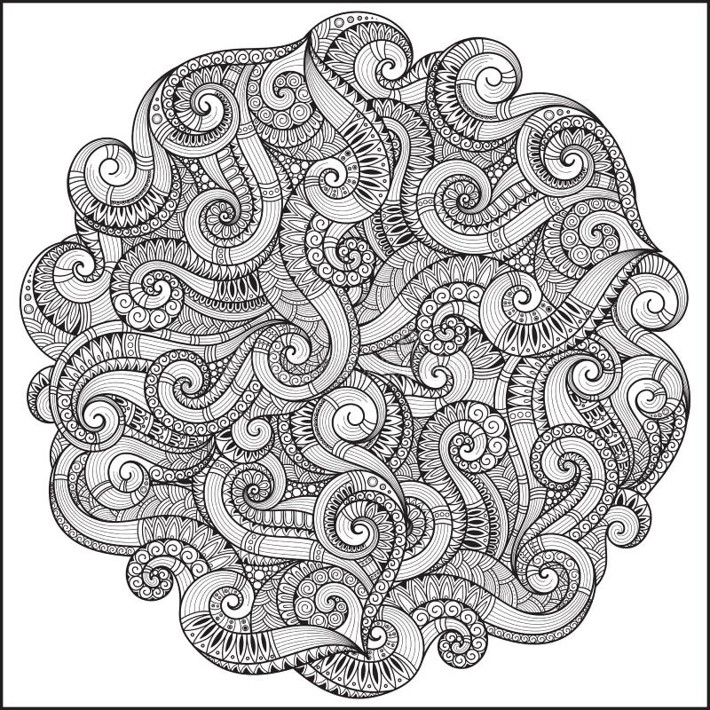 Teste padrão para o livro para colorir Étnico, floral, retro, garatuja, vetor ilustração royalty free Teste padrão para o livro para colorir Étnico, floral, retro, garatuja, vetor ilustração royalty free