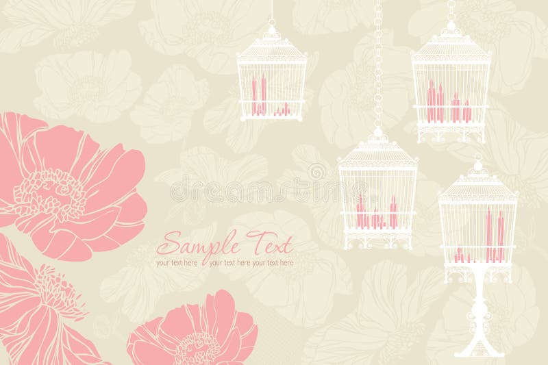 Teste padrão para wedding com birdcage ilustração stock Teste padrão para wedding com birdcage ilustração stock