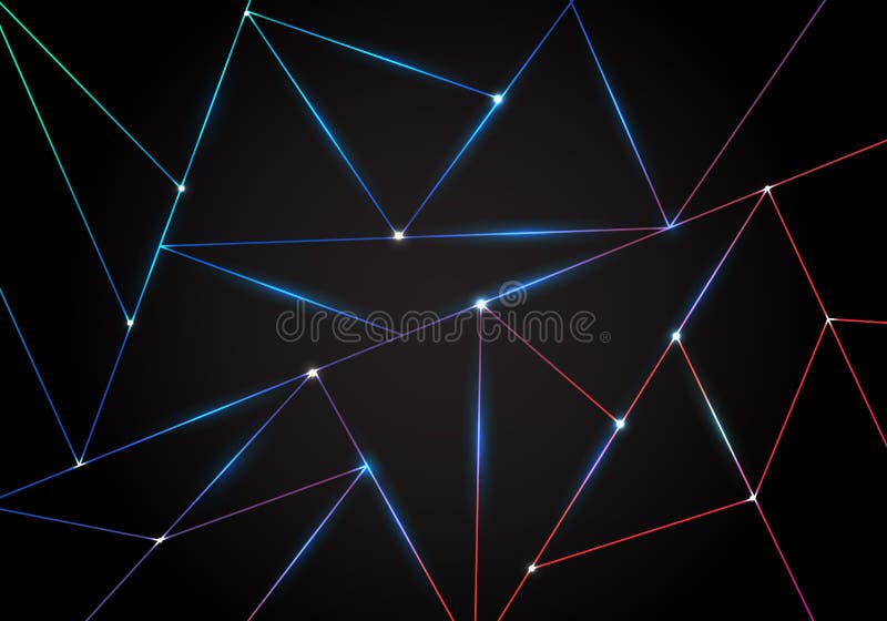 Teste padrão poligonal da tecnologia do sumário e linhas pretas do laser dos triângulos com iluminação no fundo escuro Baixo polí ilustração do vetor Teste padrão poligonal da tecnologia do sumário e linhas pretas do laser dos triângulos com iluminação no fundo escuro Baixo polí ilustração do vetor