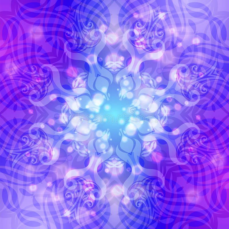 Padrão abstrato azul-violeta redondo com luzes ilustração stock