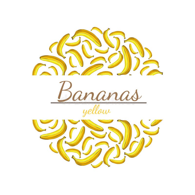Teste padrão redondo de bananas amarelas com espaço para o texto ilustração do vetor Teste padrão redondo de bananas amarelas com espaço para o texto ilustração do vetor