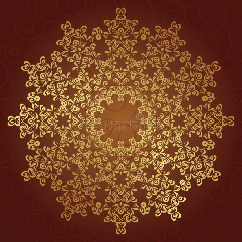 Teste padrão redondo do laço no ouro ilustração royalty free Teste padrão redondo do laço no ouro ilustração royalty free