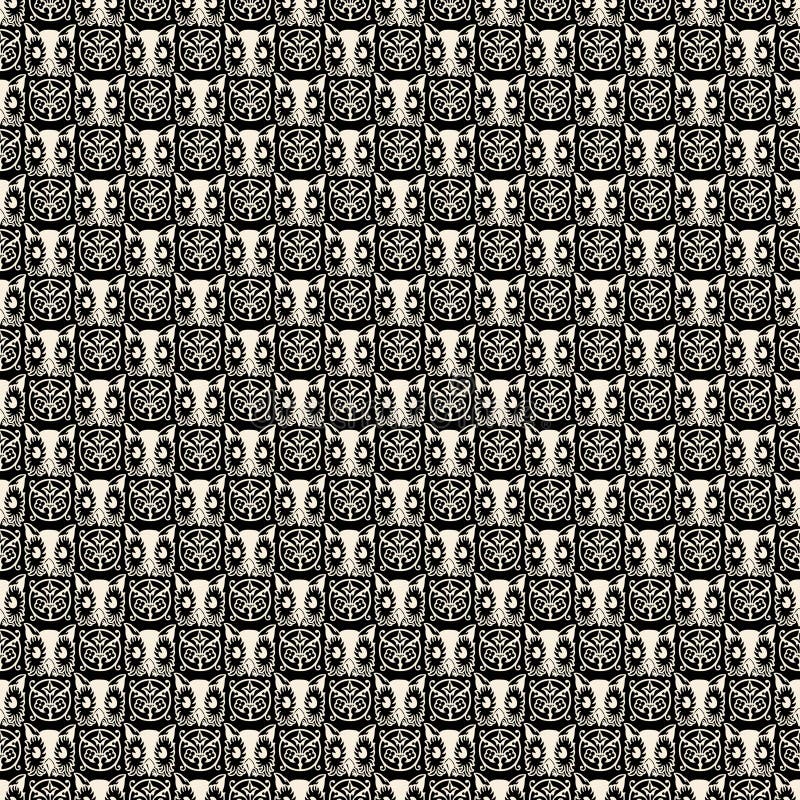 Teste padrão repetível preto e branco da coruja de Halloween ilustração do vetor Teste padrão repetível preto e branco da coruja de Halloween ilustração do vetor