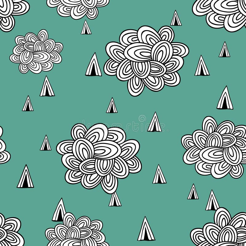 Teste padrão sem emenda abstrato das nuvens e da chuva ilustração do vetor