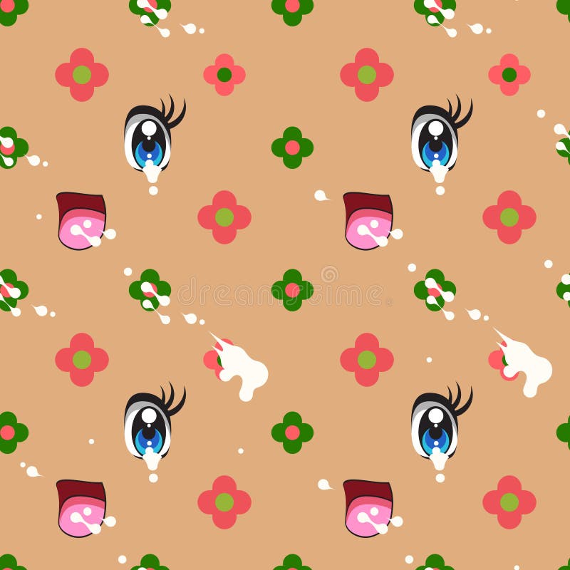 Teste padrão sem emenda abstrato do estilo bonito do kawaii ilustração royalty free Teste padrão sem emenda abstrato do estilo bonito do kawaii ilustração royalty free
