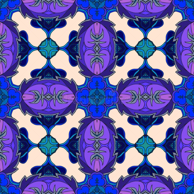 Teste padrão sem emenda abstrato do vetor em tons azuis e lilás ilustração stock Teste padrão sem emenda abstrato do vetor em tons azuis e lilás ilustração stock