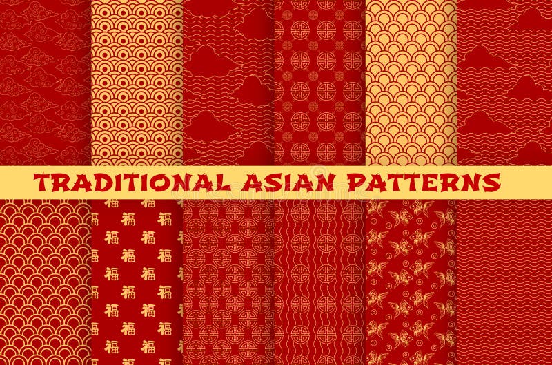 Teste padrão sem emenda asiático do ornamento dourado oriental ilustração do vetor Teste padrão sem emenda asiático do ornamento dourado oriental ilustração do vetor