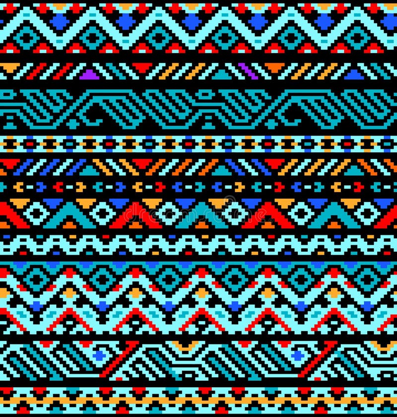 Colorful ethnic geometric aztec seamless pattern, background. Colorful ethnic geometric aztec seamless pattern, background