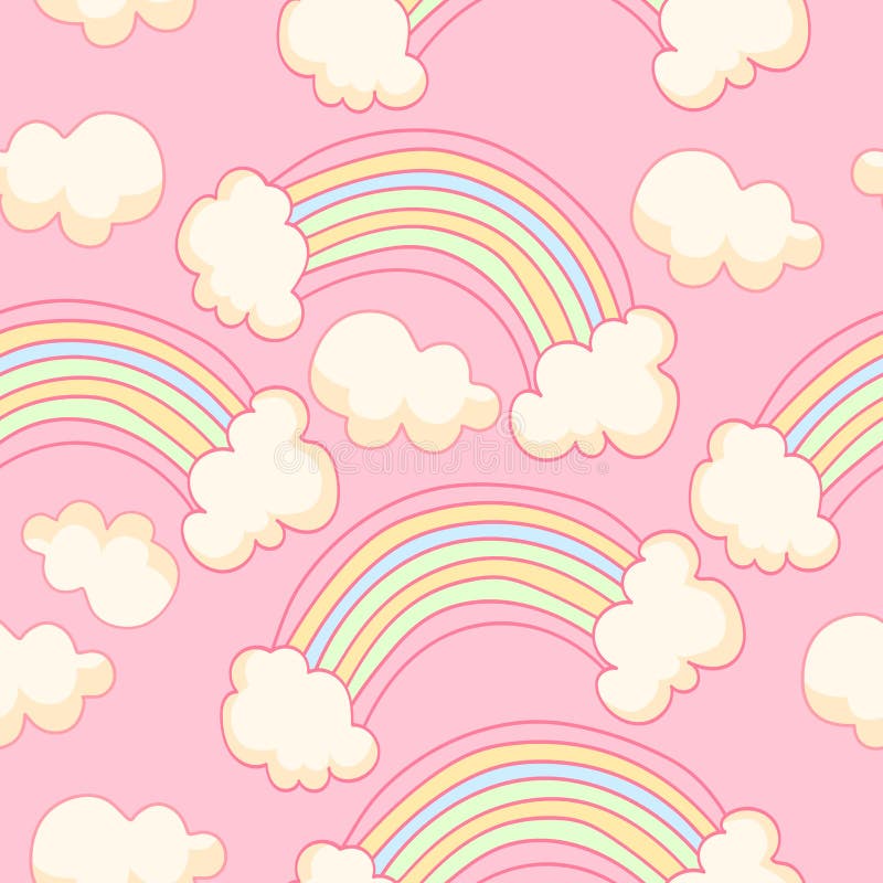 Teste padrão sem emenda bonito com arco-íris e céu ilustração do vetor Teste padrão sem emenda bonito com arco-íris e céu ilustração do vetor