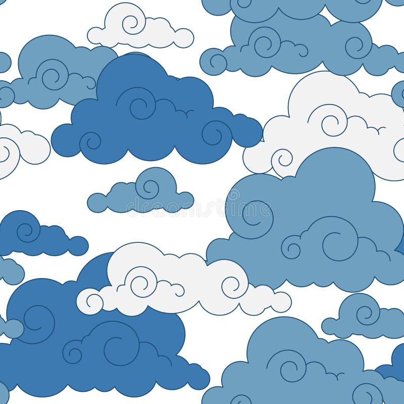 Vintage blue cloud Chinese seamless pattern. Vintage blue cloud Chinese seamless pattern