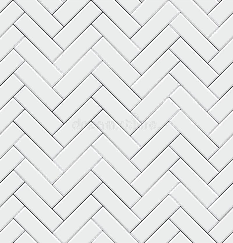 Teste padrão sem emenda com as telhas retangulares modernas do branco de desenhos em espinha Textura diagonal realística Ilustraç