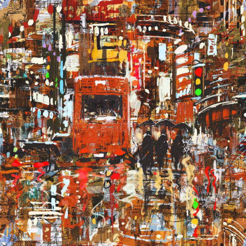 Padrão contínuo com cidade urbana colorida ilustração stock