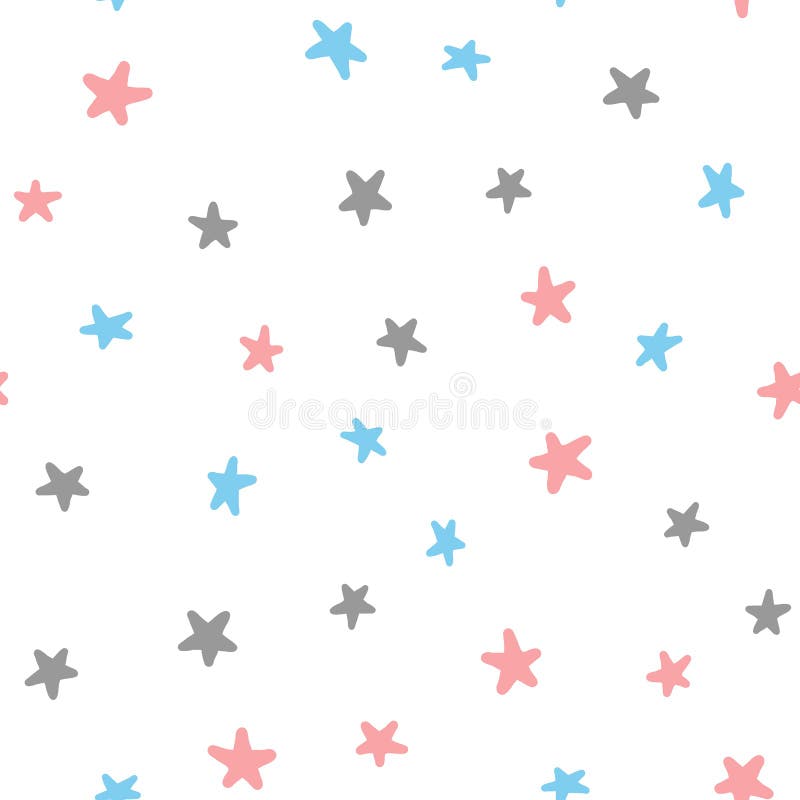 Teste padrão sem emenda com cor-de-rosa, azul, obscuridade - estrelas cinzentas no fundo branco ilustração royalty free Teste padrão sem emenda com cor-de-rosa, azul, obscuridade - estrelas cinzentas no fundo branco ilustração royalty free