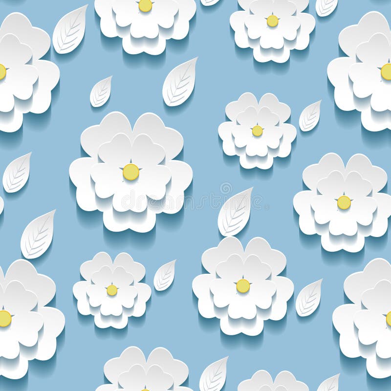 Teste padrão sem emenda com 3d branco sakura ilustração royalty free Teste padrão sem emenda com 3d branco sakura ilustração royalty free