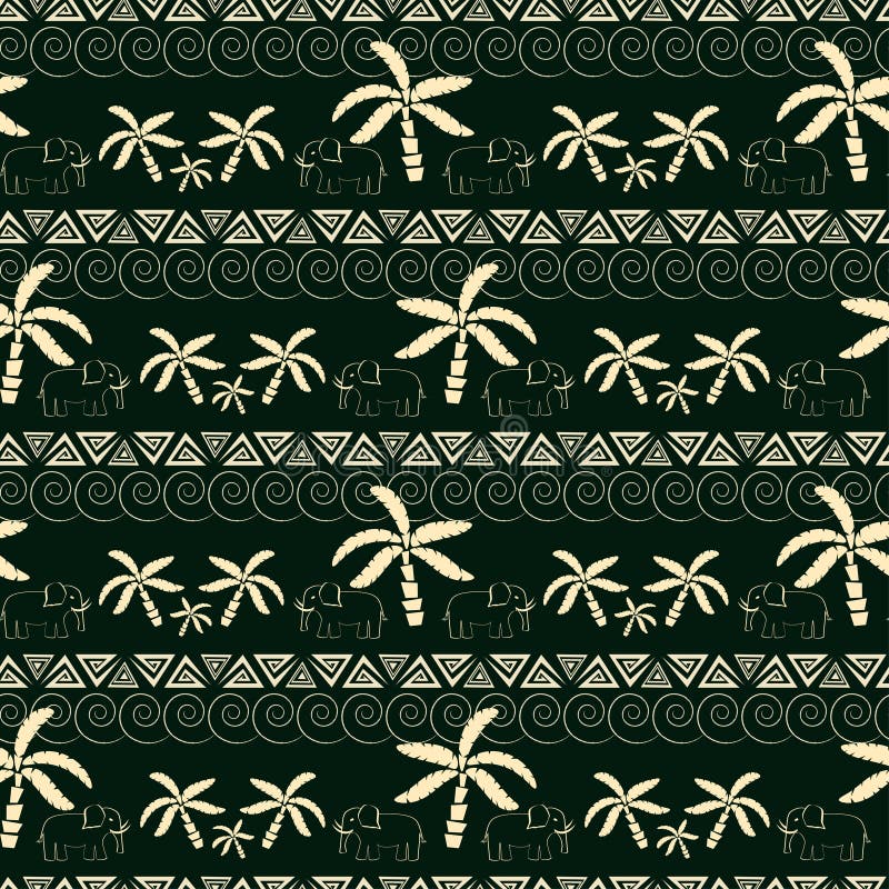 Padrão contínuo com elefante e palmeira ilustração royalty free