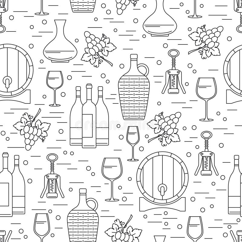 Teste padrão sem emenda com elemento do projeto do winemaking no backgro branco ilustração do vetor Teste padrão sem emenda com elemento do projeto do winemaking no backgro branco ilustração do vetor